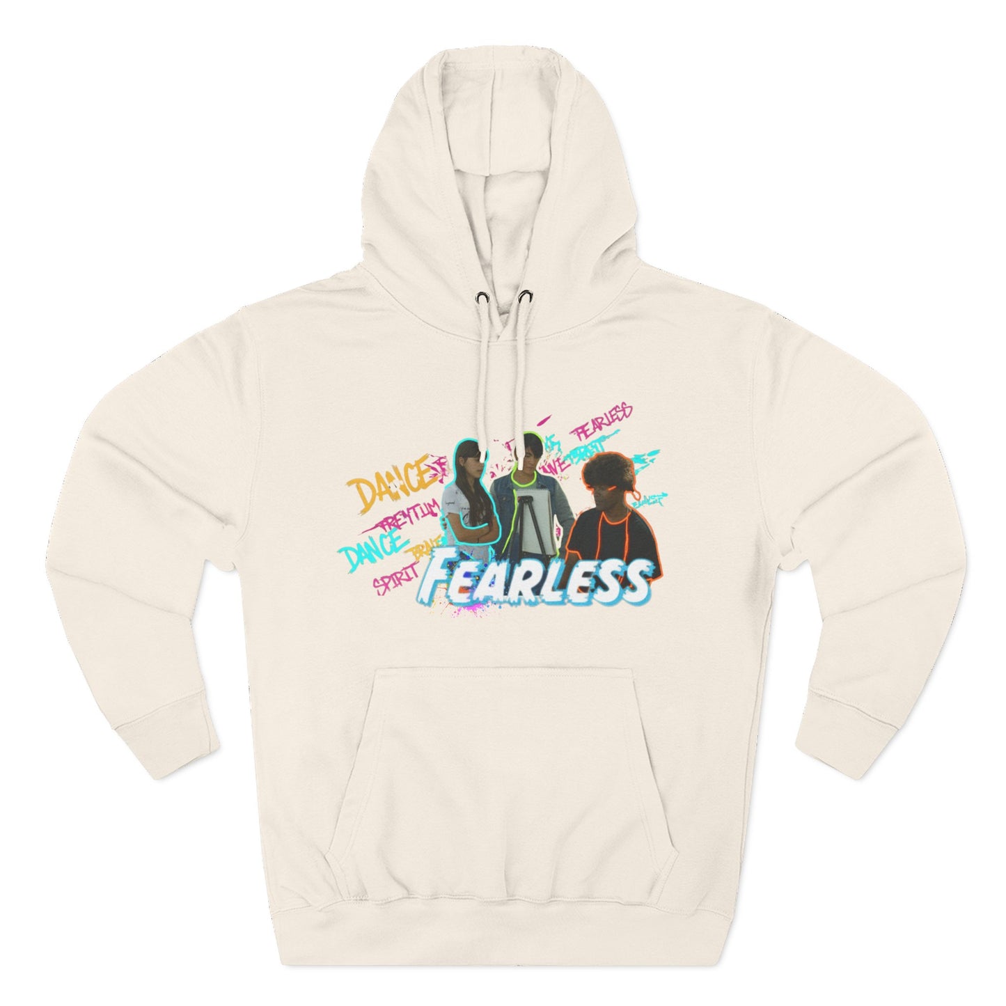Fearless Three-Panel Fleece Hoodie, Dance Apparel, Motivational Gift, Streetwear, Comfort Wear, Unisex Fashion