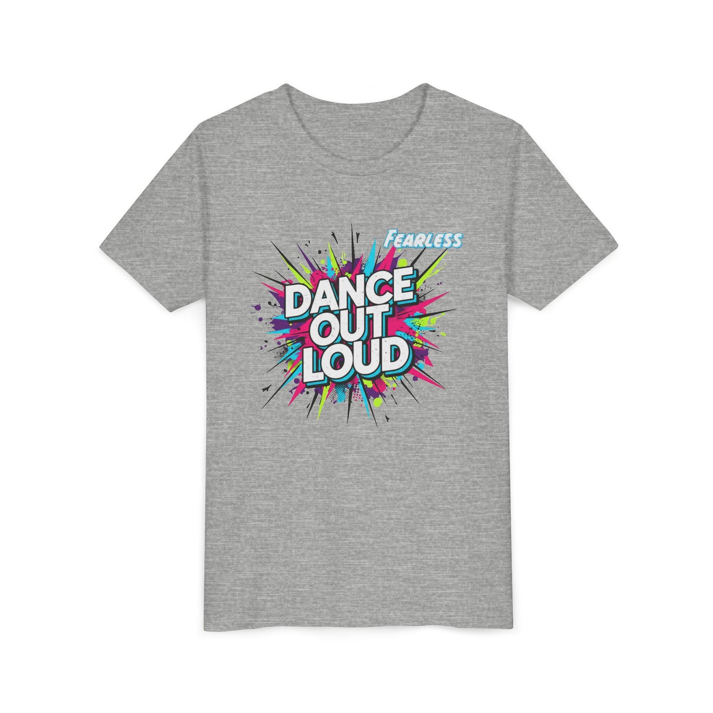 Colorful Dance Out Loud Youth Tee - Fun Short Sleeve T-Shirt, Dancewear, Kids Apparel, Gift for Dancers, Birthday Present