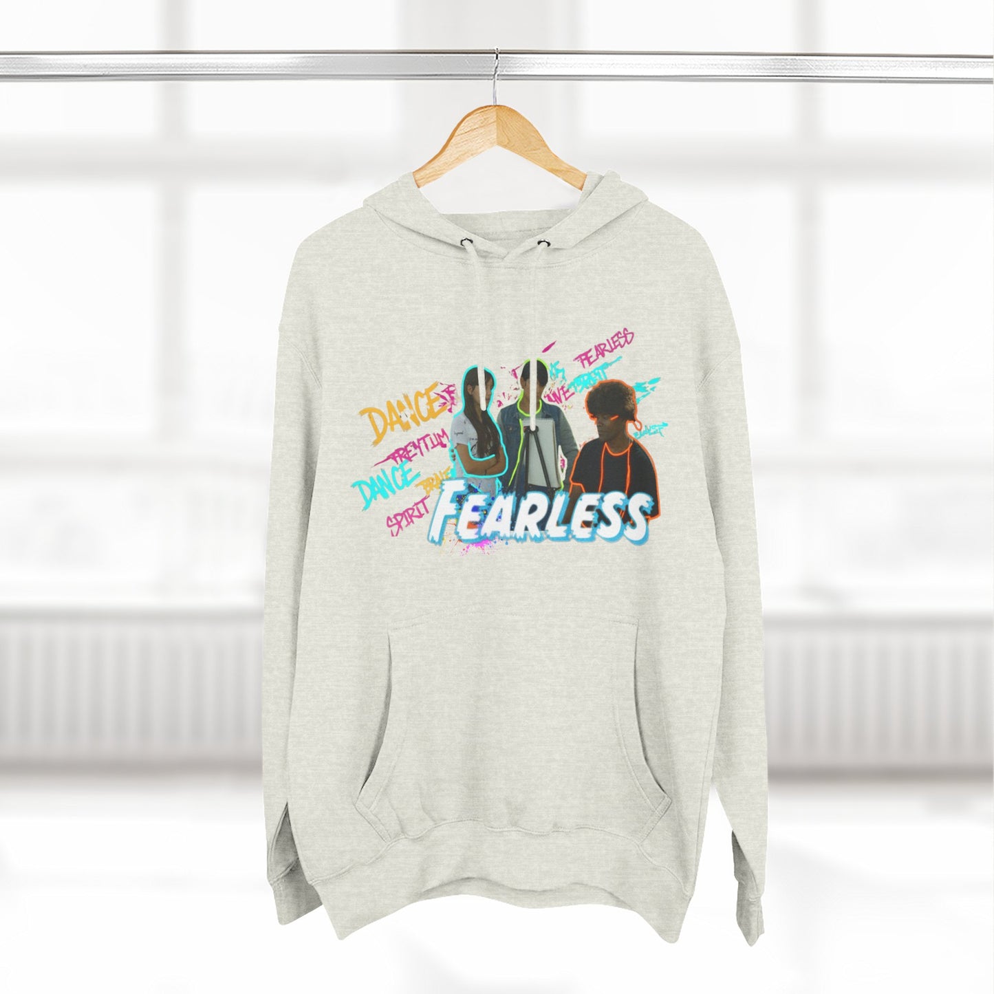 Fearless Three-Panel Fleece Hoodie, Dance Apparel, Motivational Gift, Streetwear, Comfort Wear, Unisex Fashion