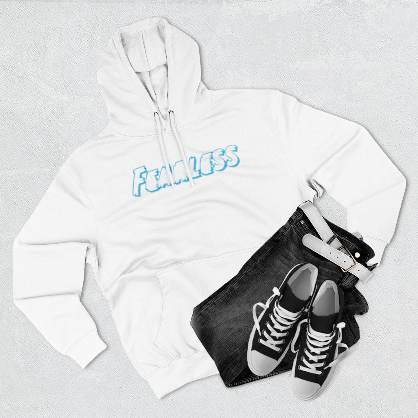 Fearless Three-Panel Fleece Hoodie, Cozy Sweatshirt, Stylish Pullover, Unisex Outerwear, Perfect Gift for Teens, Casual Fashion
