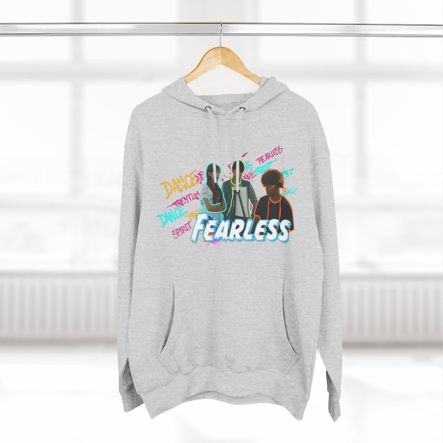 Fearless Three-Panel Fleece Hoodie, Dance Apparel, Motivational Gift, Streetwear, Comfort Wear, Unisex Fashion