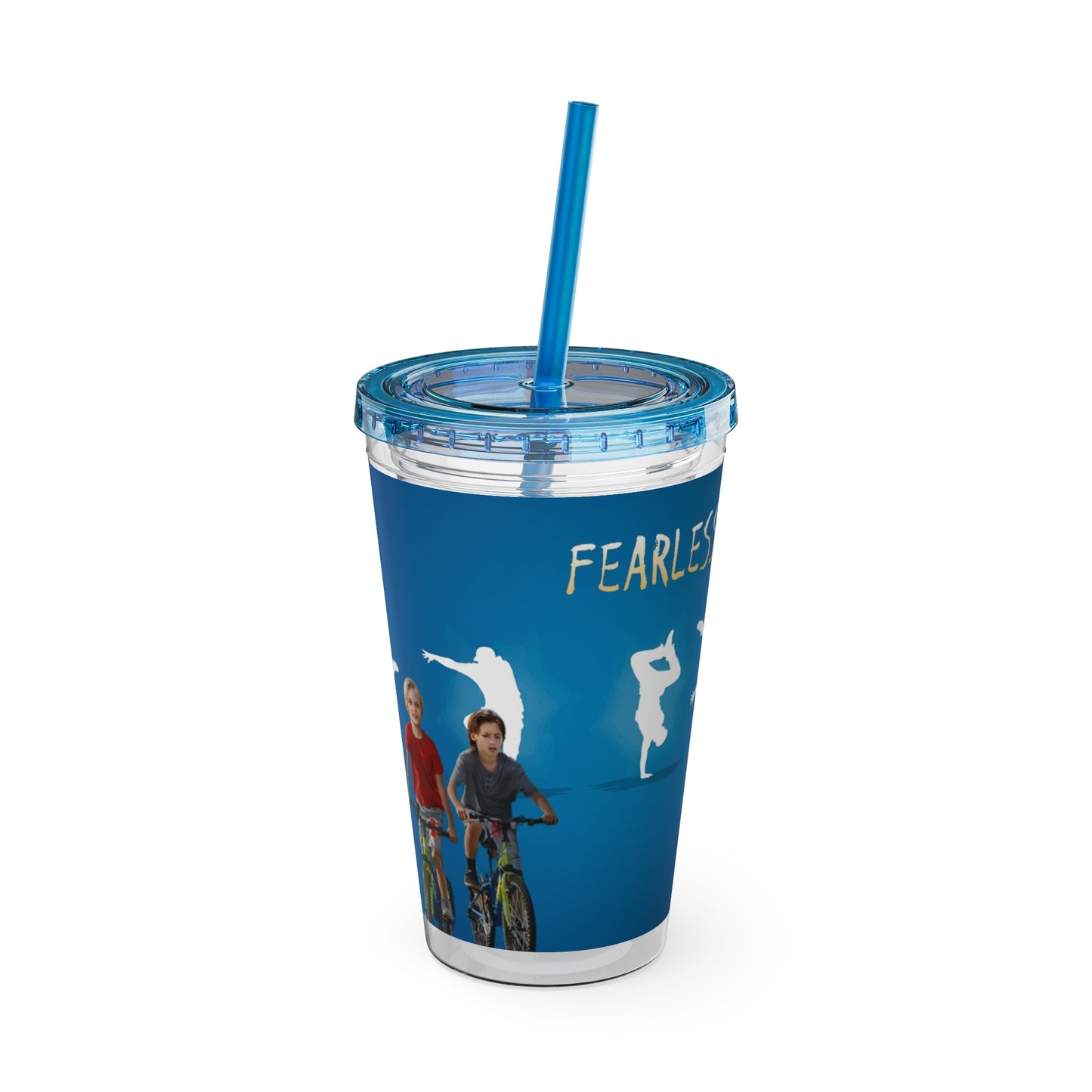 Fearless Sunsplash Tumbler, 16oz Travel Cup, Motivational Drinkware, Summer Accessories, Eco-Friendly Beverage Container, Gifts for Dancers