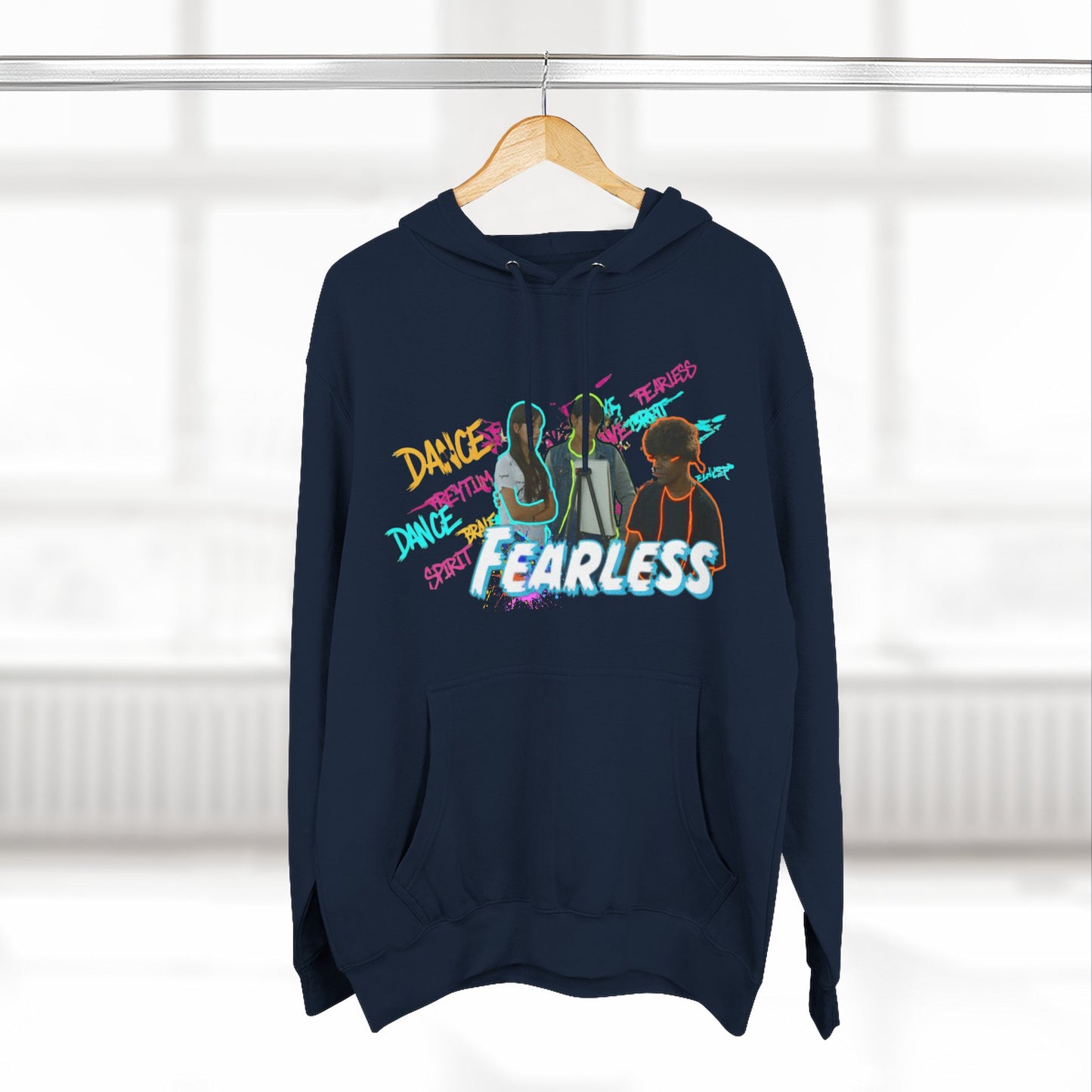 Fearless Three-Panel Fleece Hoodie, Dance Apparel, Motivational Gift, Streetwear, Comfort Wear, Unisex Fashion