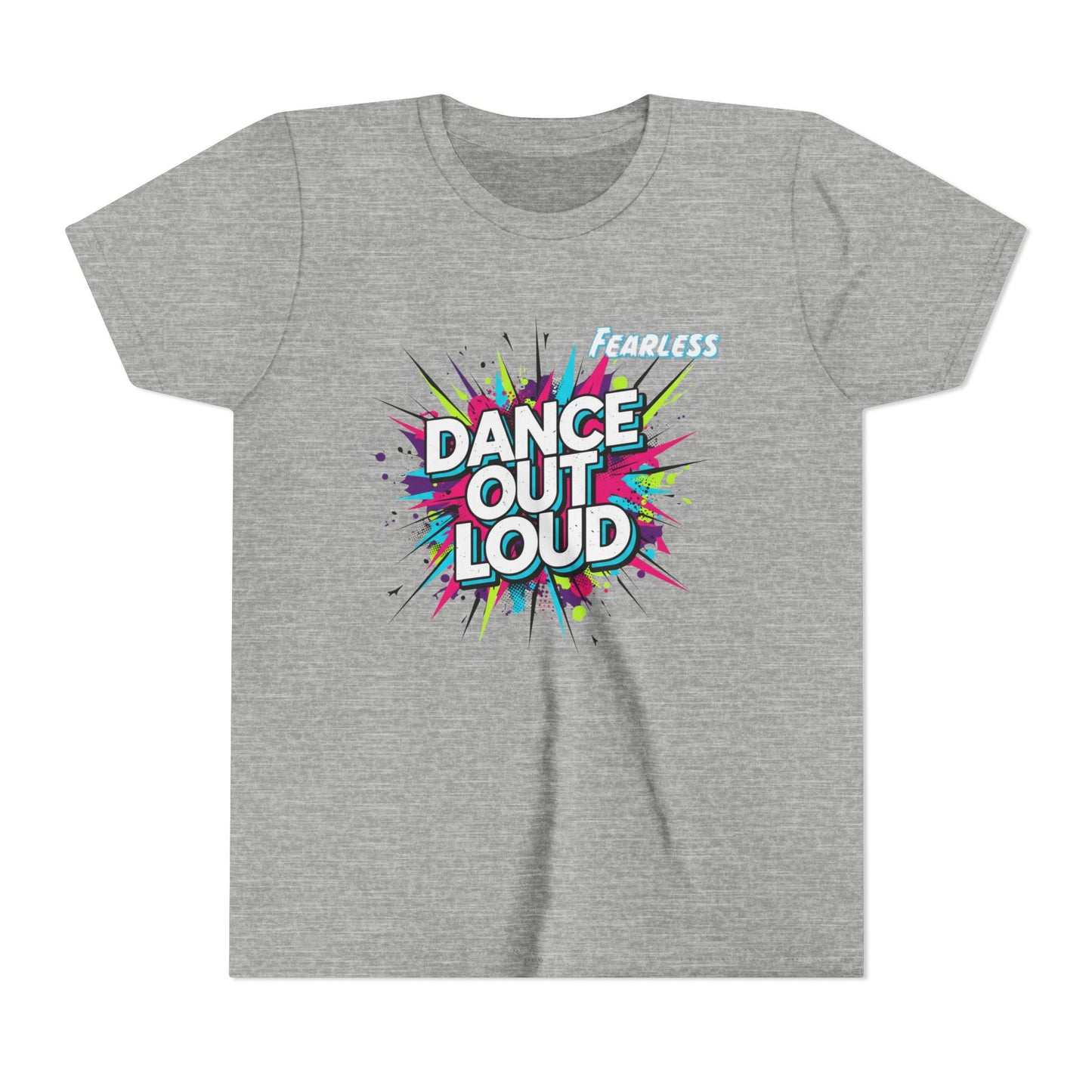 Colorful Dance Out Loud Youth Tee - Fun Short Sleeve T-Shirt, Dancewear, Kids Apparel, Gift for Dancers, Birthday Present