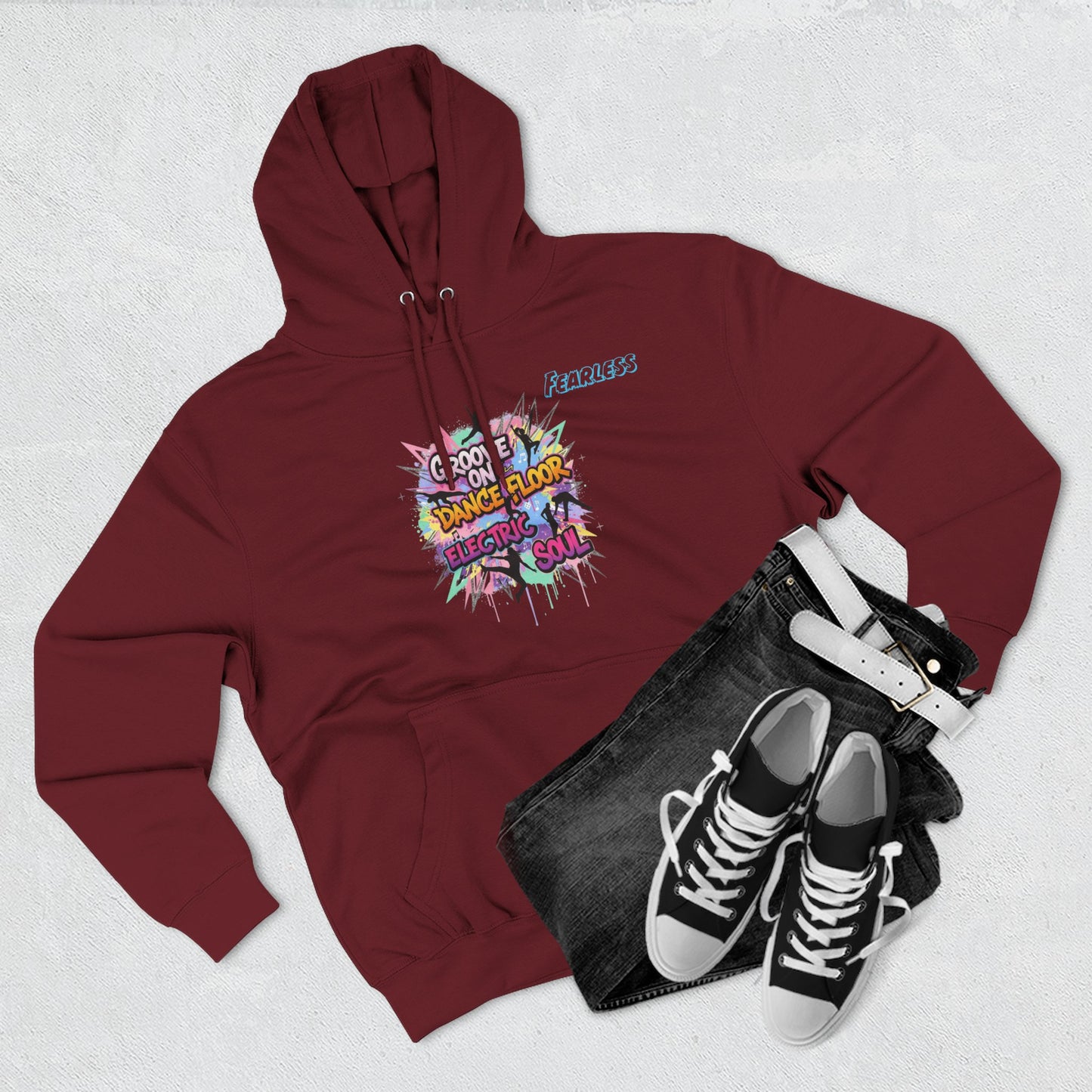 Groovy Dance Floor Fleece Hoodie, Unisex Casual Hoodie, Comfort Wear, Party Apparel, Gift for Dancers, Chill Nights Outfit