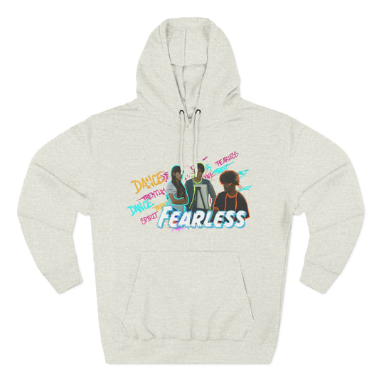 Fearless Three-Panel Fleece Hoodie, Dance Apparel, Motivational Gift, Streetwear, Comfort Wear, Unisex Fashion