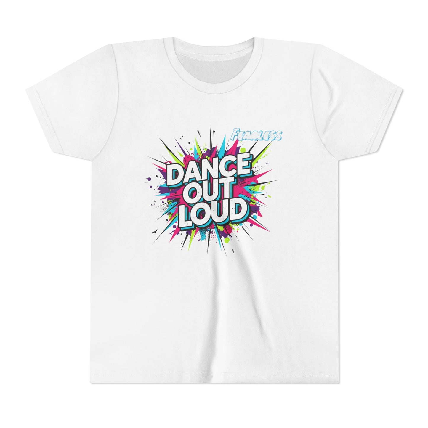 Colorful Dance Out Loud Youth Tee - Fun Short Sleeve T-Shirt, Dancewear, Kids Apparel, Gift for Dancers, Birthday Present
