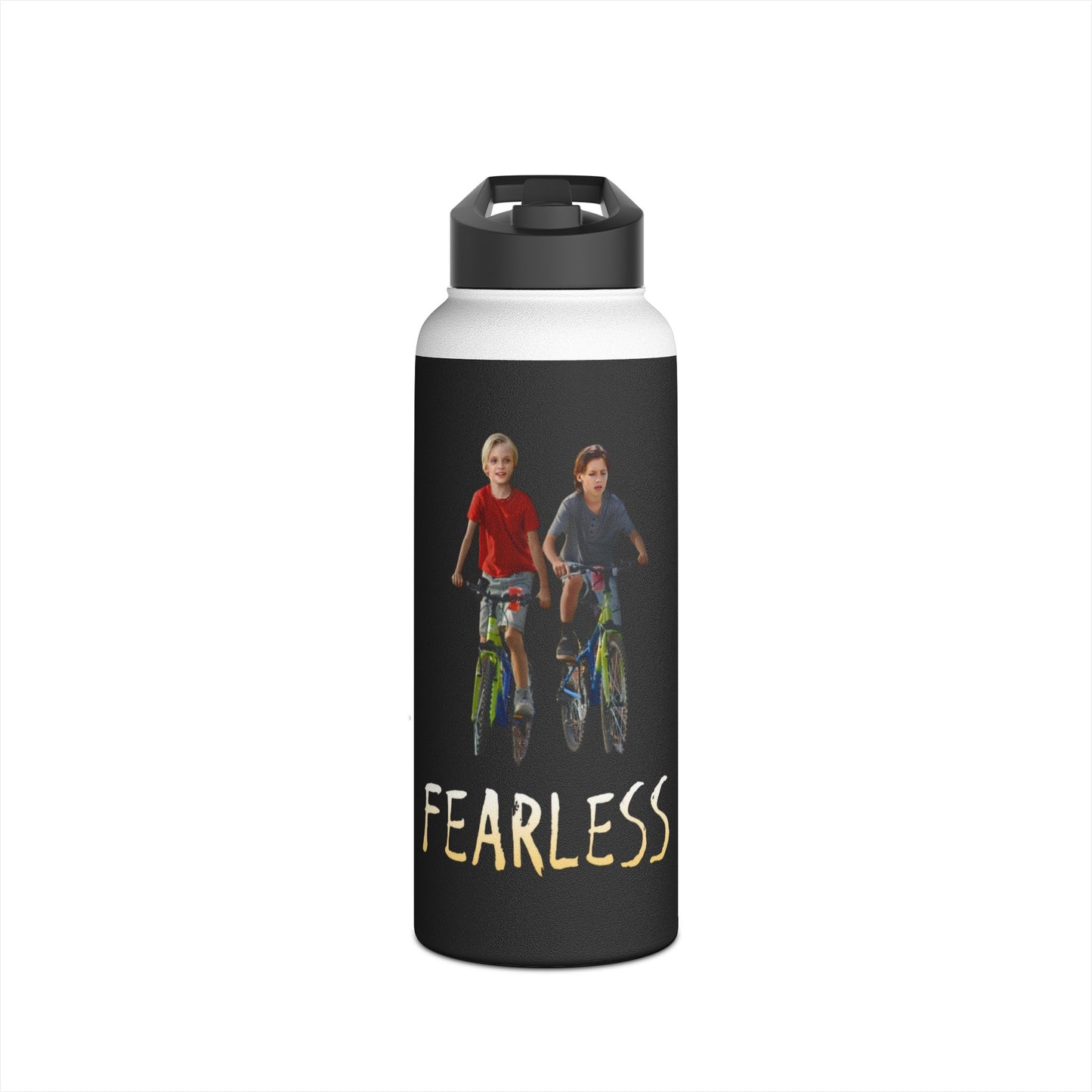 Fearless Stainless Steel Water Bottle, Featuring Mike and Alex