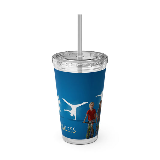 Fearless Sunsplash Tumbler, 16oz Travel Cup, Motivational Drinkware, Summer Accessories, Eco-Friendly Beverage Container, Gifts for Dancers