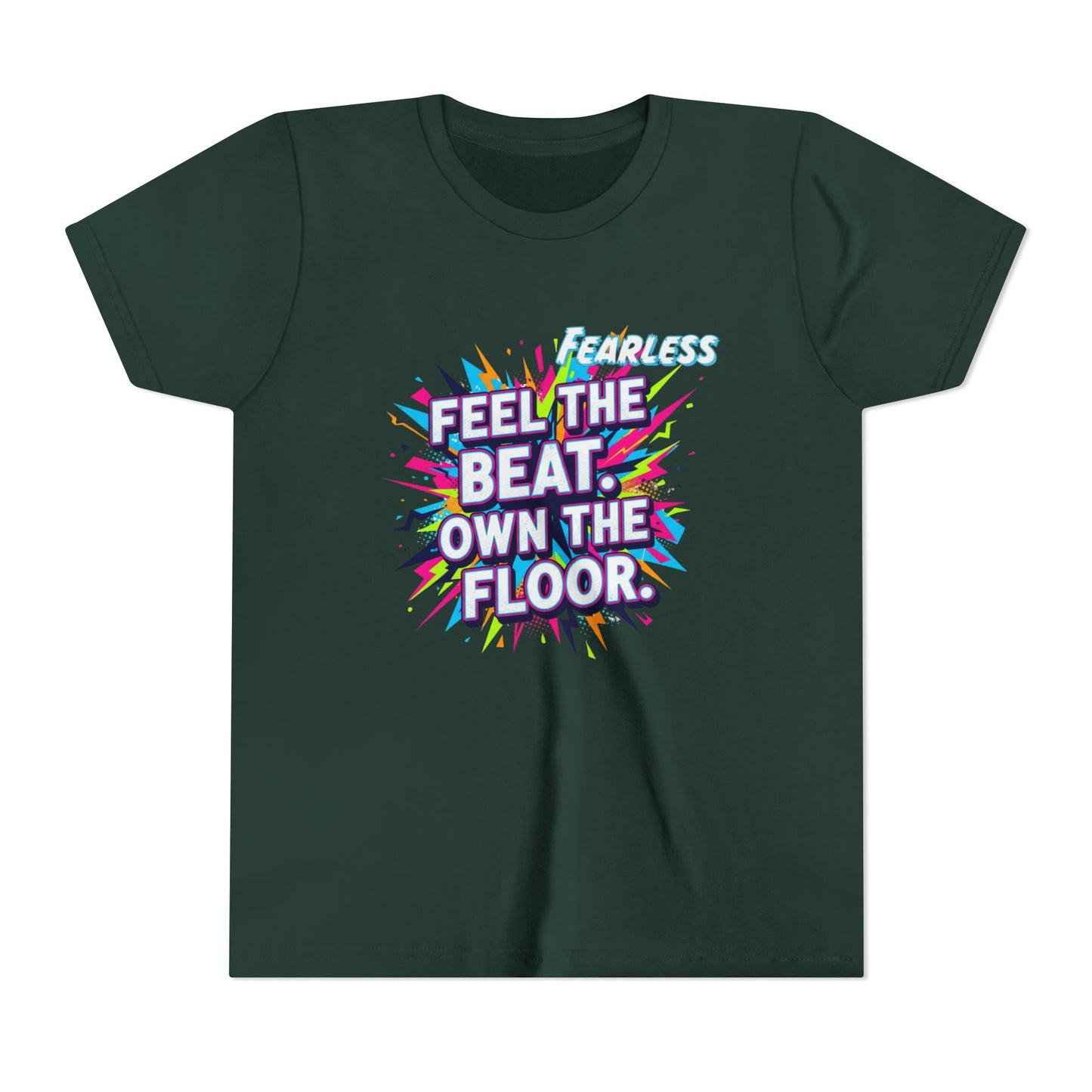 Youth Fitness Tee: Feel the Beat, Own the Floor, Dance Shirt, Activewear, Workout Shirt, Gift for Dancers, Inspiring Apparel