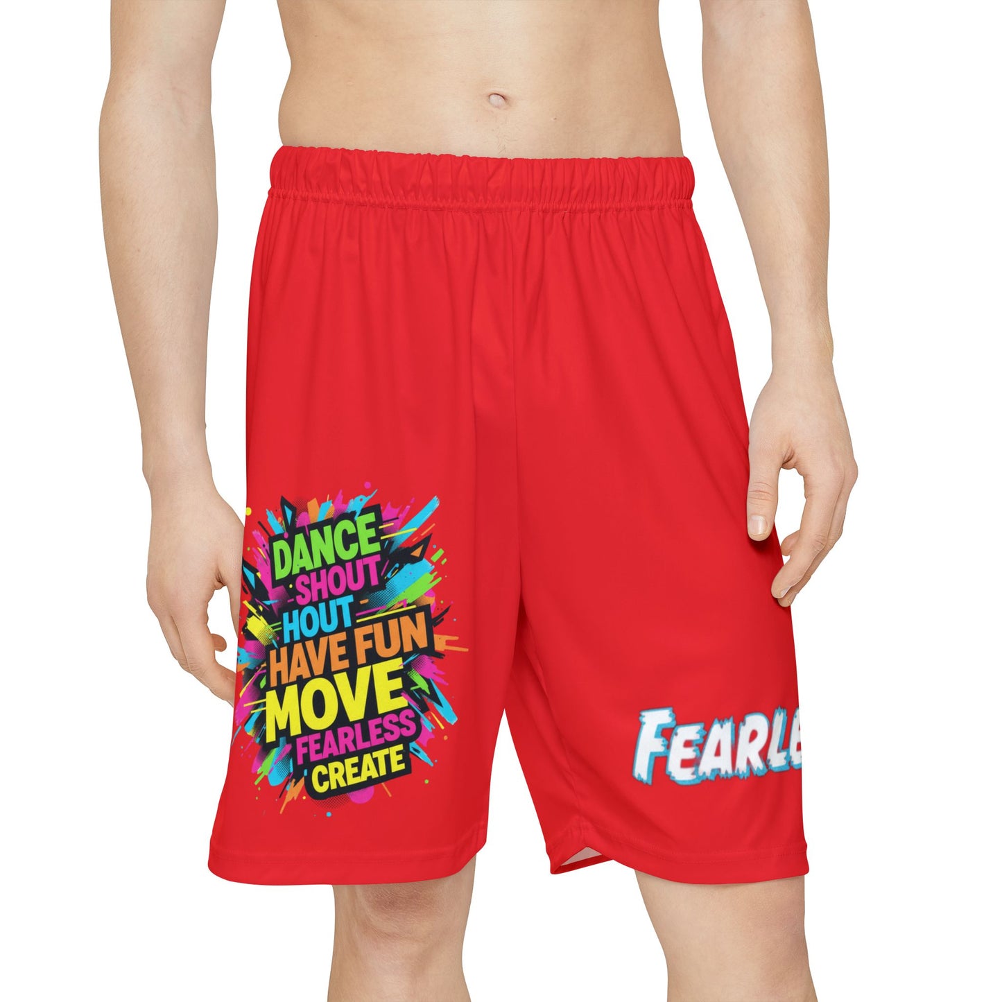 Men’s Dance Sports Shorts, Red Inspirational Athletic Shorts for Gym, Workout, and Casual Wear, Perfect for Summer & Active Lifestyle