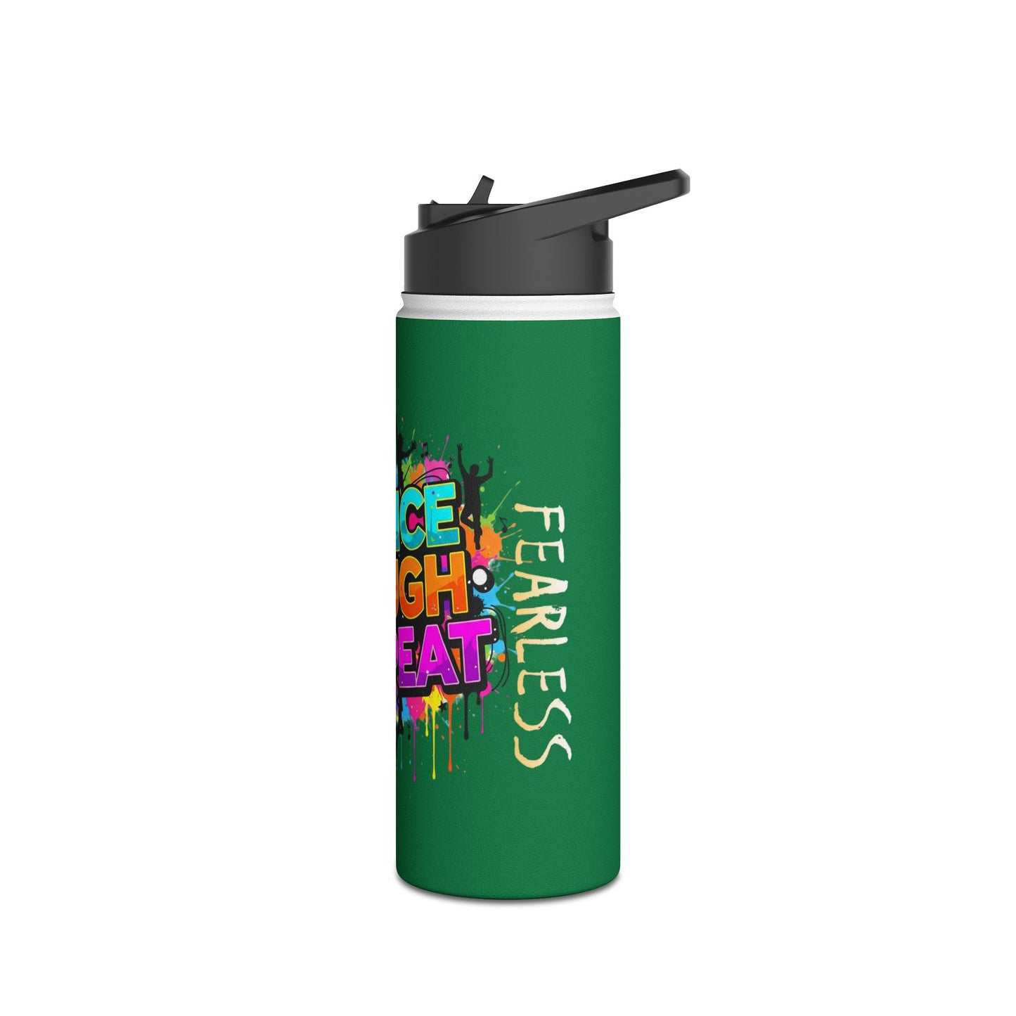 Colorful Motivational Stainless Steel Water Bottle - Dance, Laugh, Repeat, Fearless, Eco-Friendly, Fitness, Gym, Unique Gift Featuring Ekandem
