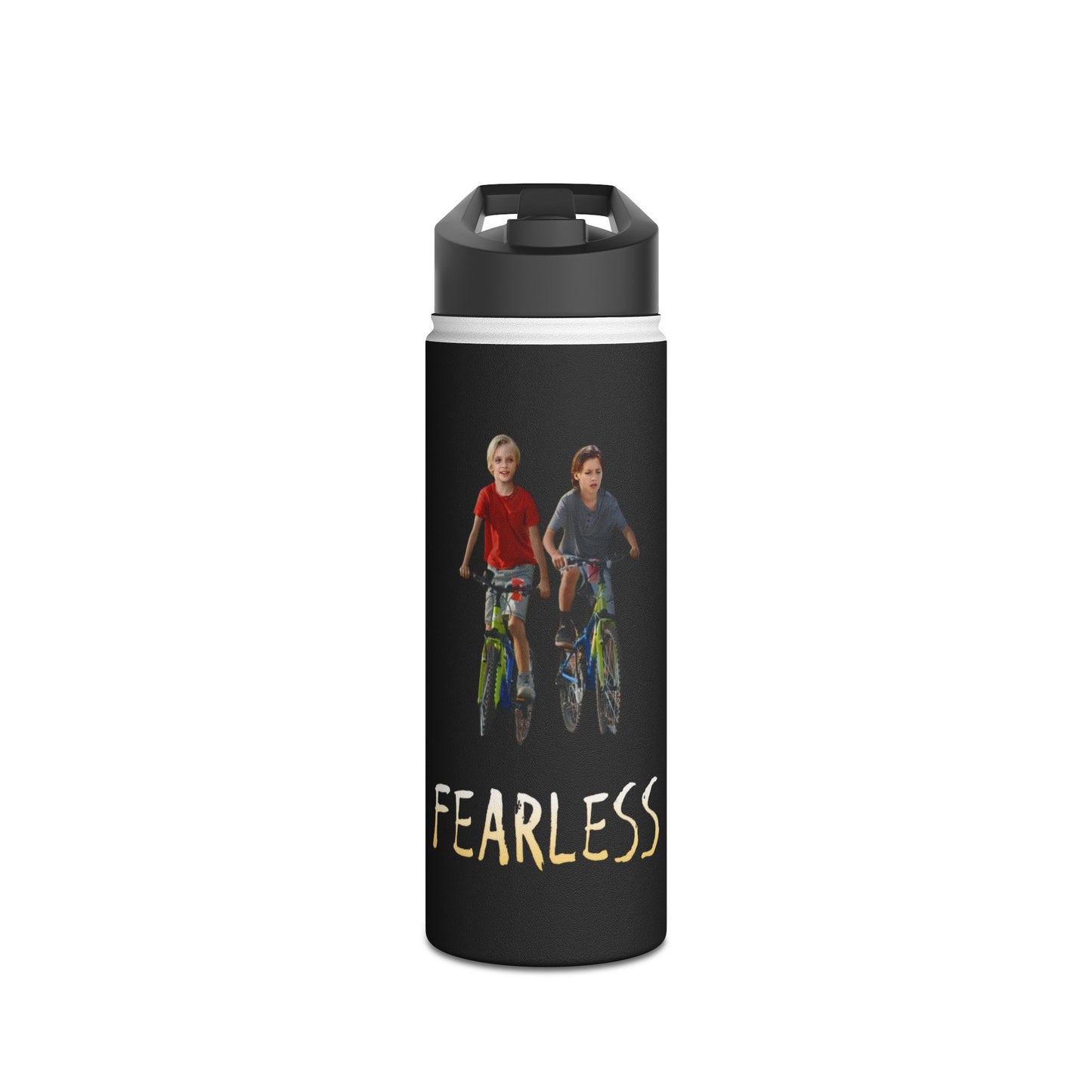 Fearless Stainless Steel Water Bottle, Featuring Mike and Alex