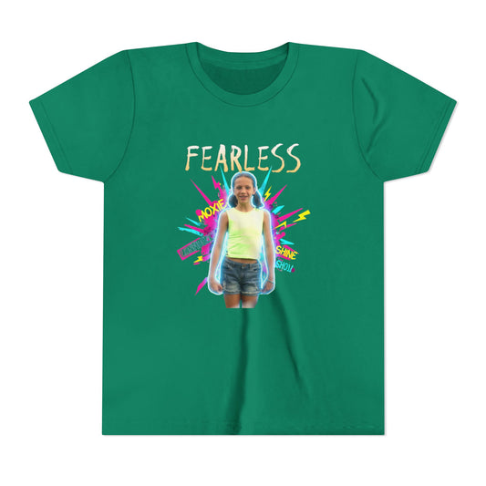 Fearless Youth Short Sleeve Tee, Kids Confidence Shirt, Empowerment Tee, Colorful Graphic T-Shirt, Inspirational Gift for Girls