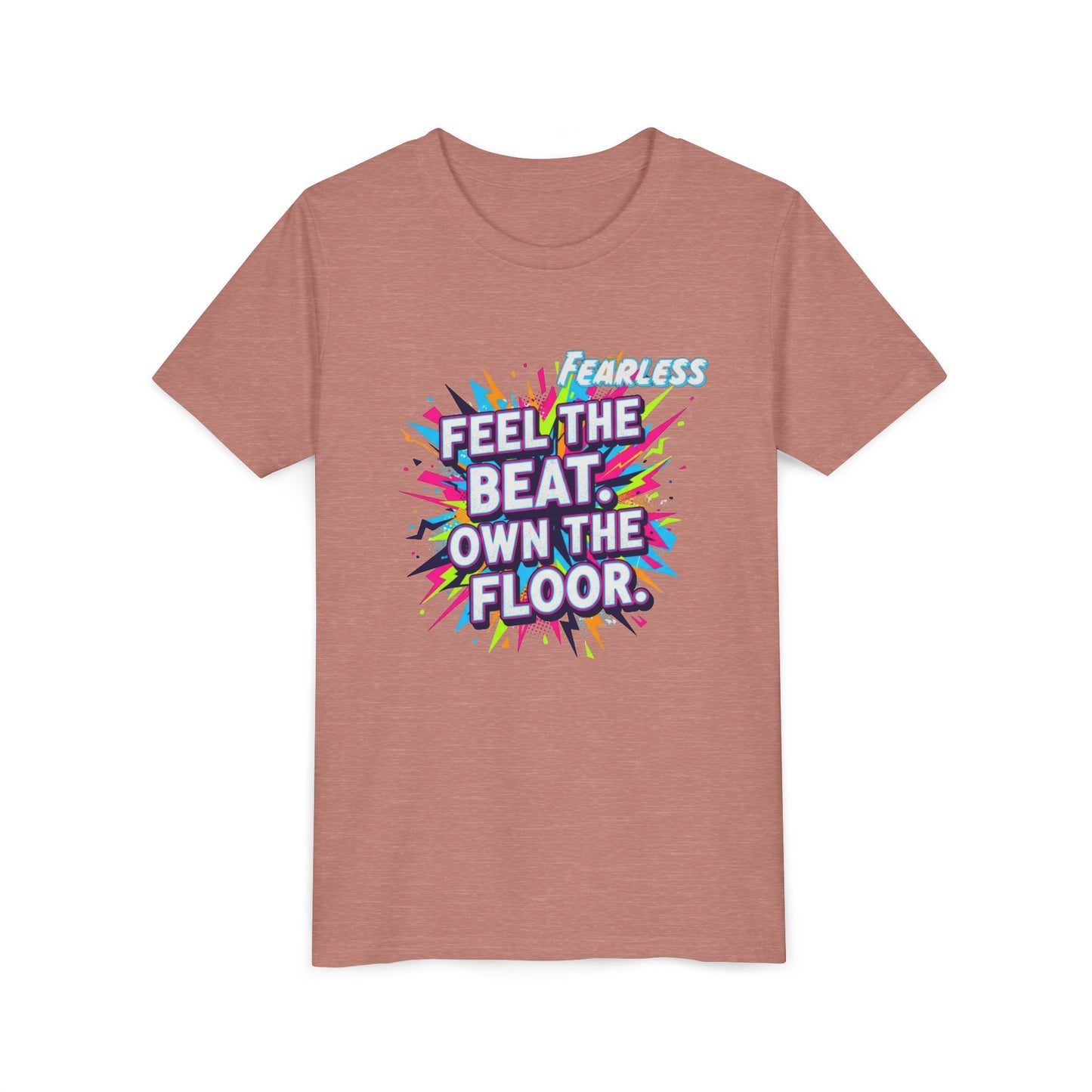 Youth Fitness Tee: Feel the Beat, Own the Floor, Dance Shirt, Activewear, Workout Shirt, Gift for Dancers, Inspiring Apparel