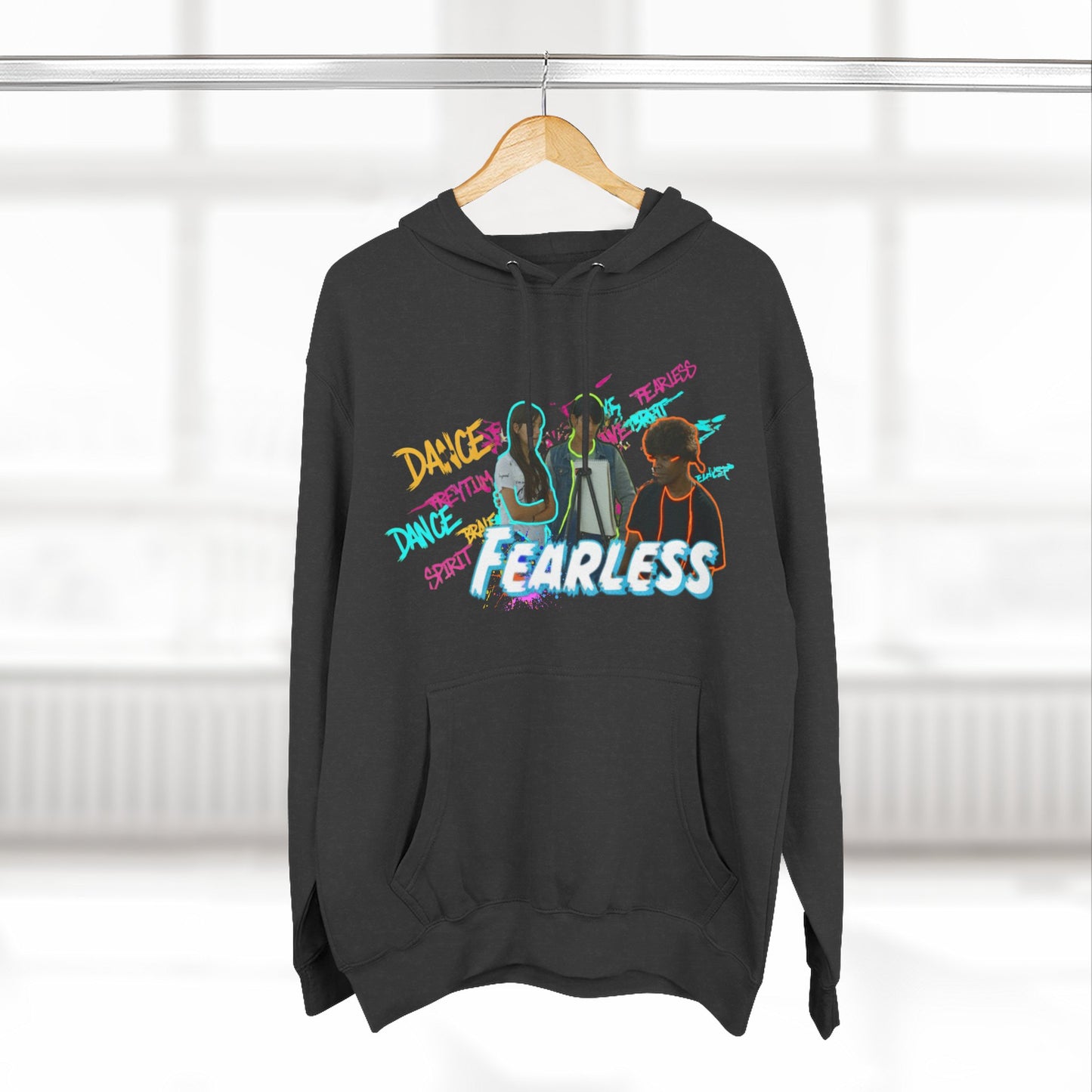 Fearless Three-Panel Fleece Hoodie, Dance Apparel, Motivational Gift, Streetwear, Comfort Wear, Unisex Fashion