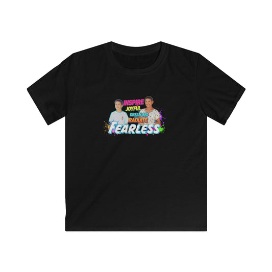 Kids Inspirational Tee, Fun Summer Shirt, Fearless & Joyful Kids T-Shirt, Gift for Youth, Birthday Party Outfit