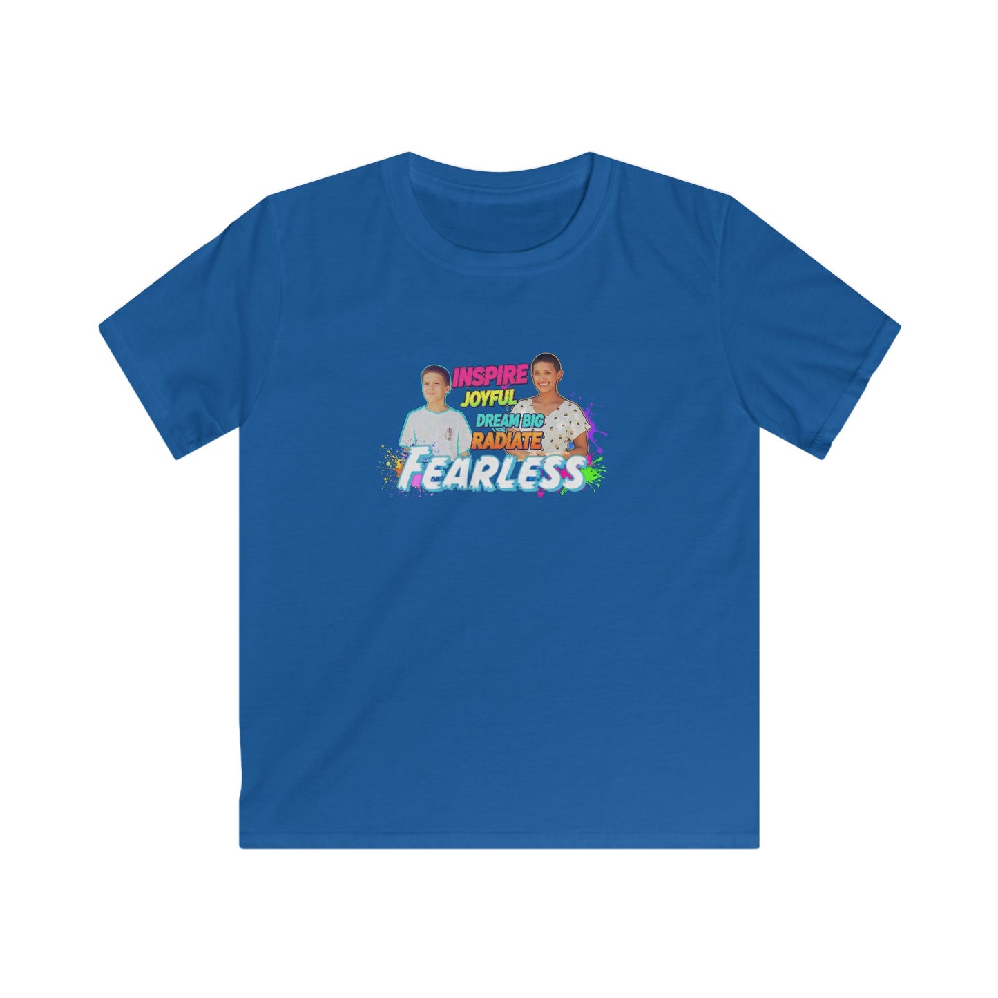 Kids Inspirational Tee, Fun Summer Shirt, Fearless & Joyful Kids T-Shirt, Gift for Youth, Birthday Party Outfit
