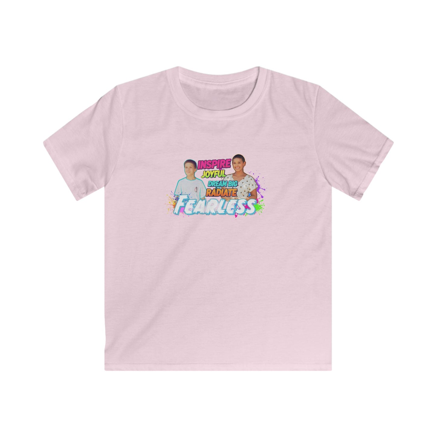 Kids Inspirational Tee, Fun Summer Shirt, Fearless & Joyful Kids T-Shirt, Gift for Youth, Birthday Party Outfit