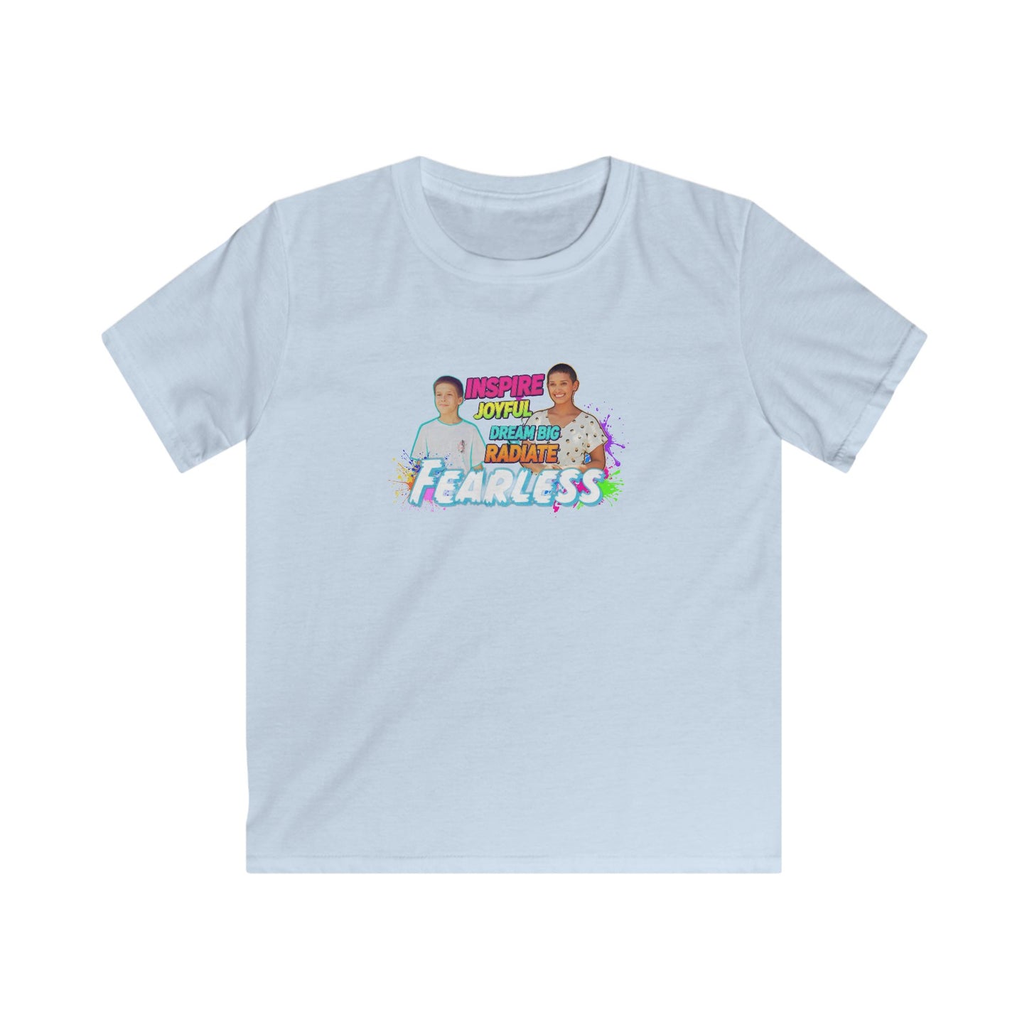 Kids Inspirational Tee, Fun Summer Shirt, Fearless & Joyful Kids T-Shirt, Gift for Youth, Birthday Party Outfit