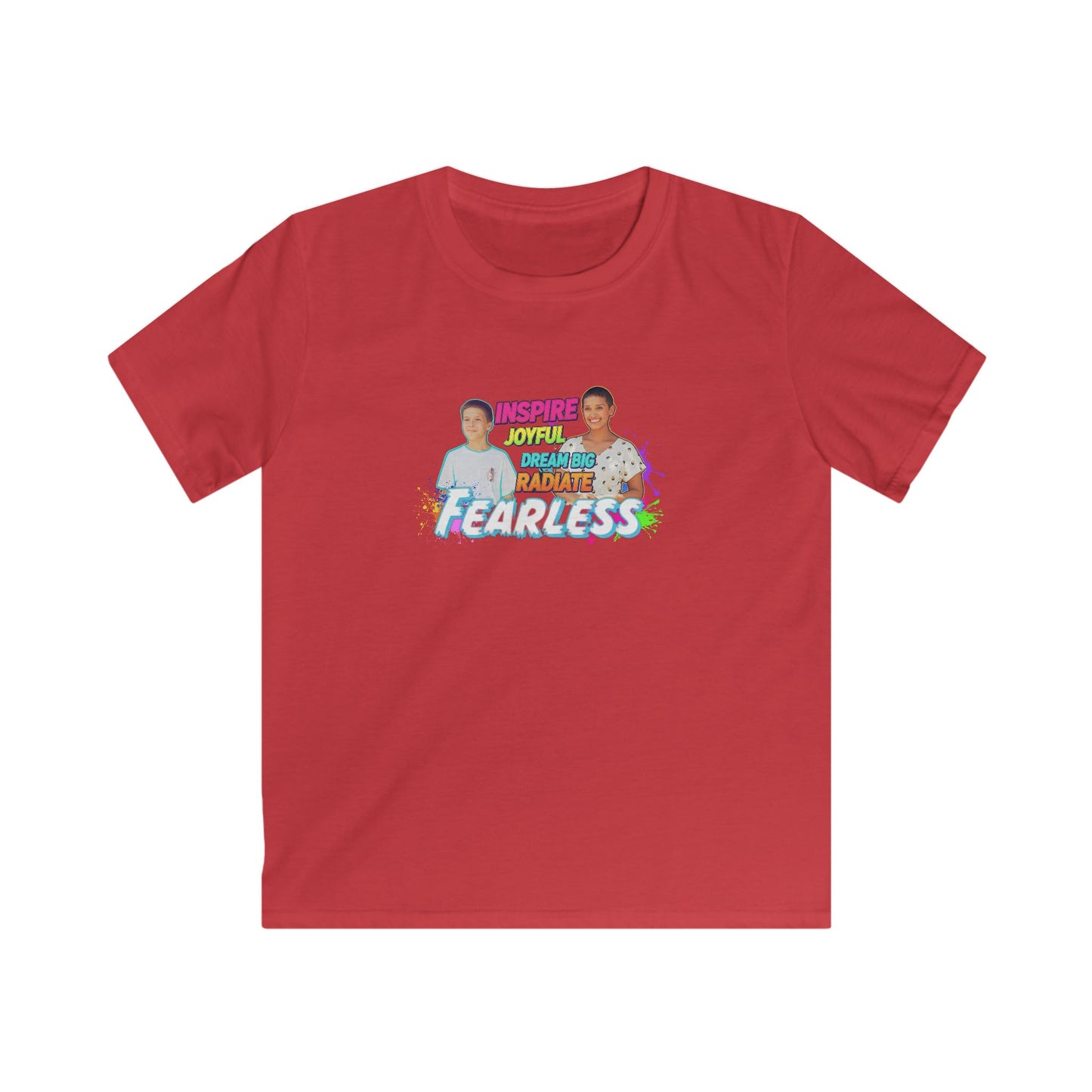 Kids Inspirational Tee, Fun Summer Shirt, Fearless & Joyful Kids T-Shirt, Gift for Youth, Birthday Party Outfit