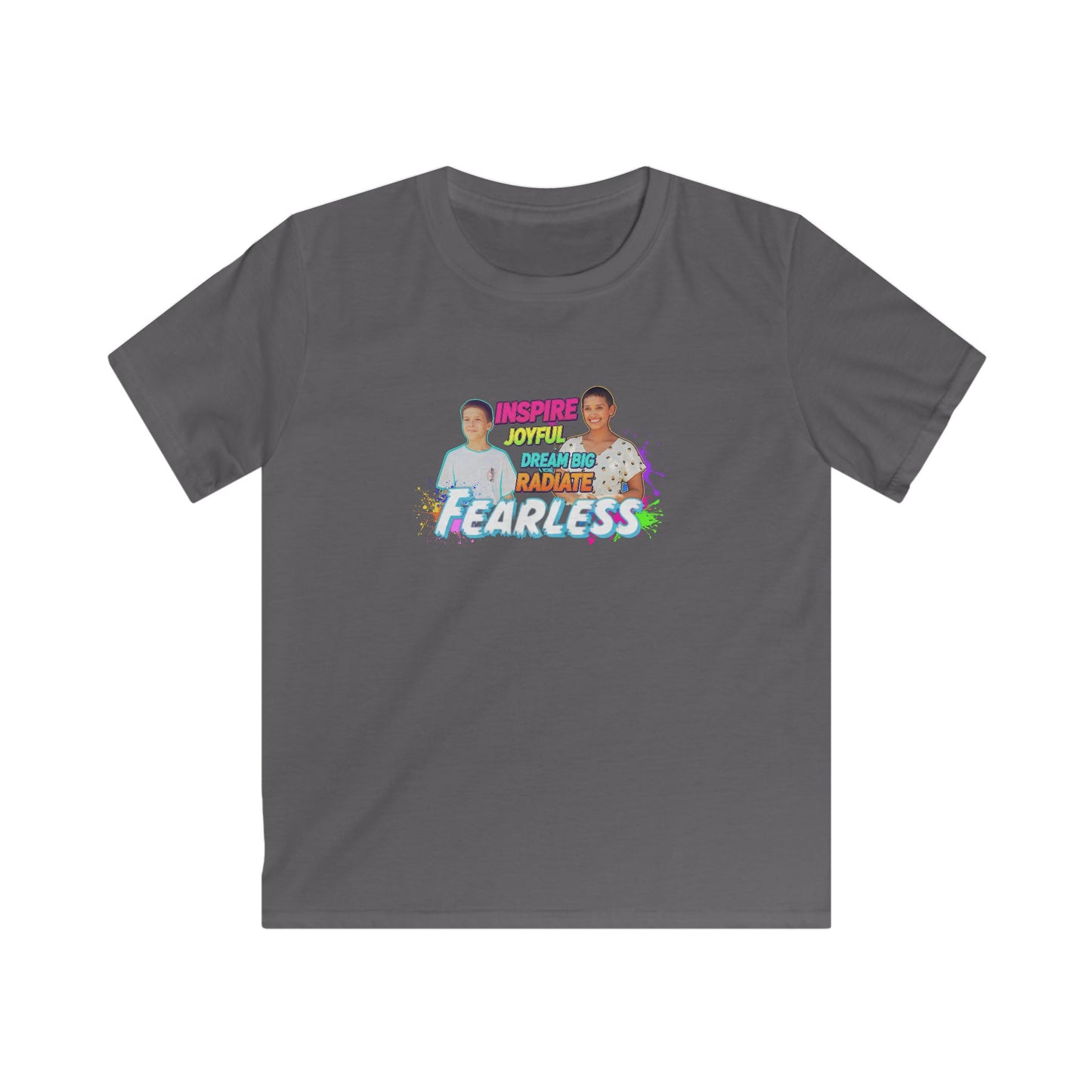 Kids Inspirational Tee, Fun Summer Shirt, Fearless & Joyful Kids T-Shirt, Gift for Youth, Birthday Party Outfit
