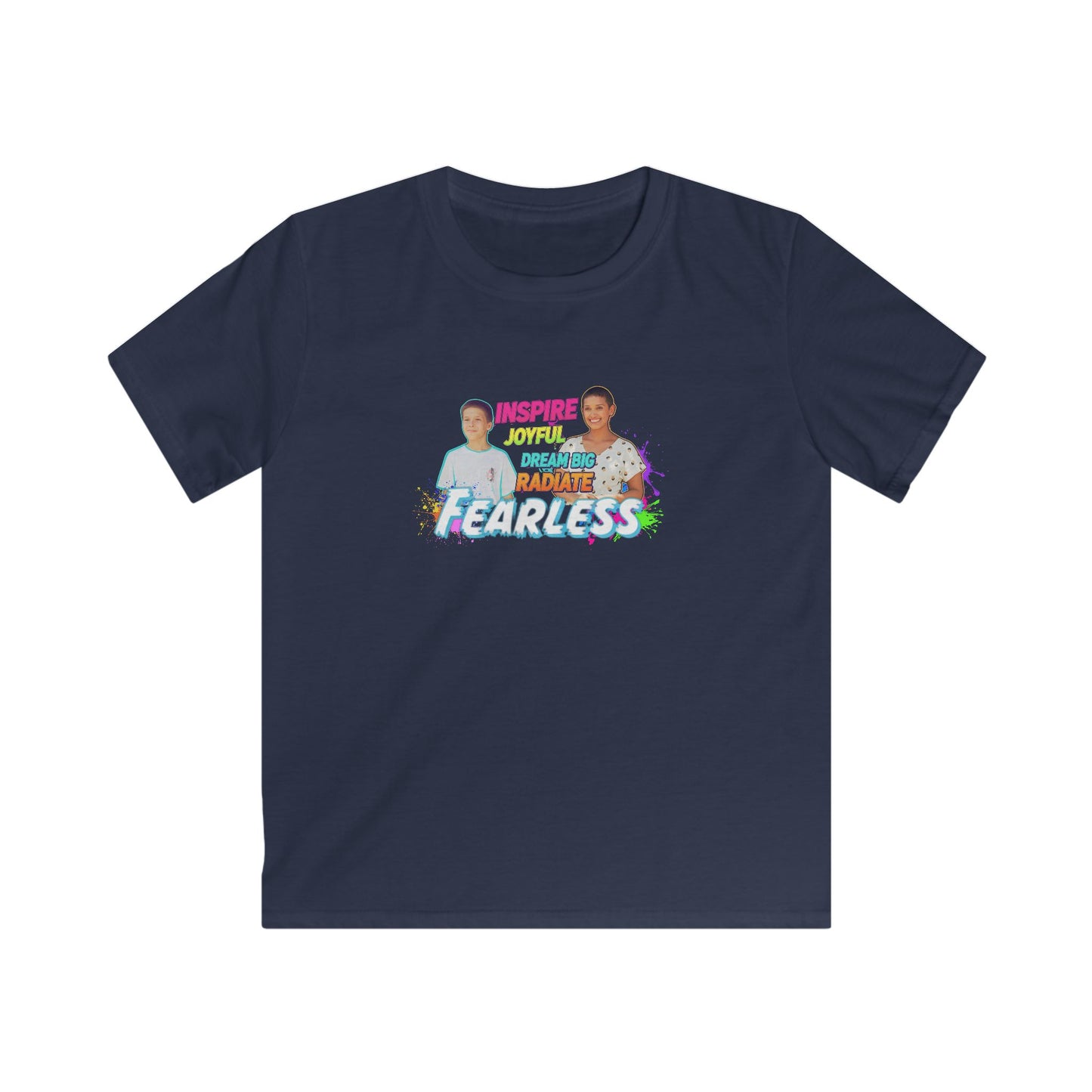 Kids Inspirational Tee, Fun Summer Shirt, Fearless & Joyful Kids T-Shirt, Gift for Youth, Birthday Party Outfit