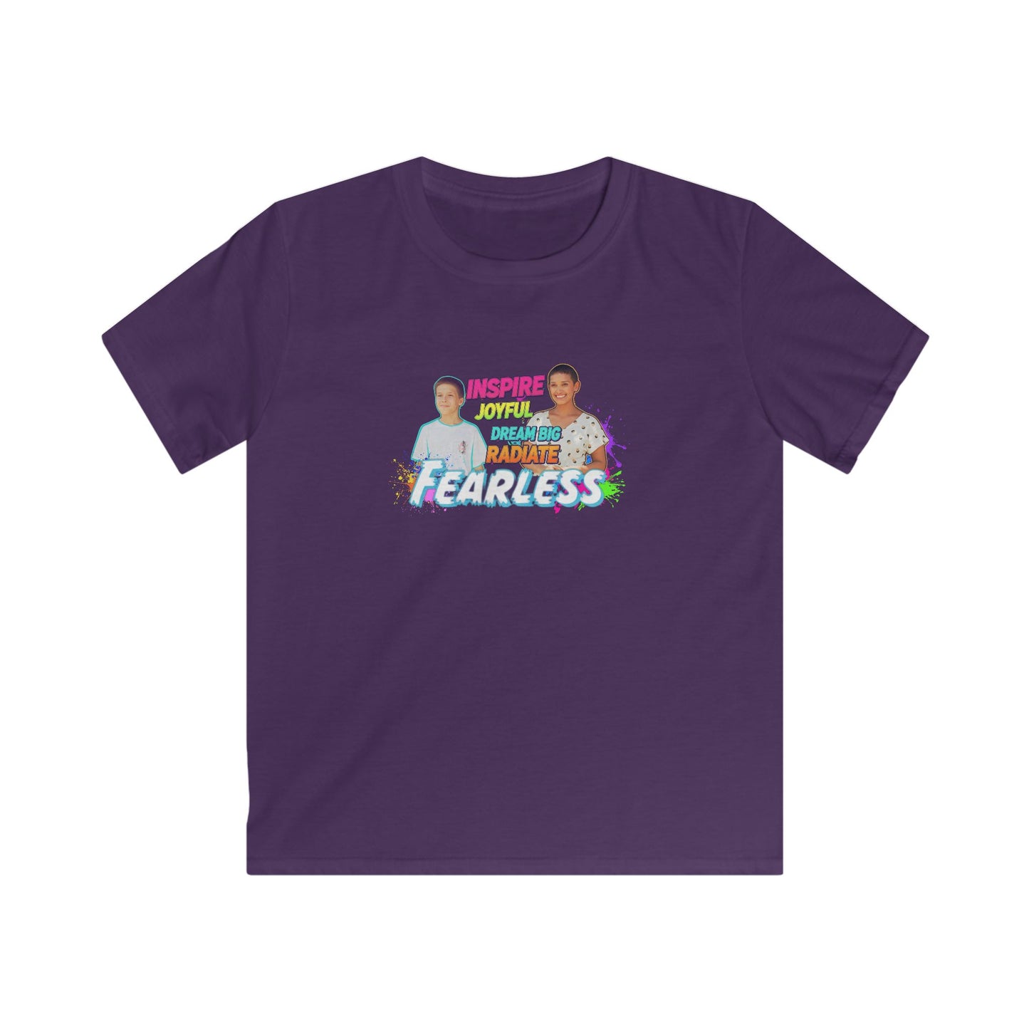 Kids Inspirational Tee, Fun Summer Shirt, Fearless & Joyful Kids T-Shirt, Gift for Youth, Birthday Party Outfit