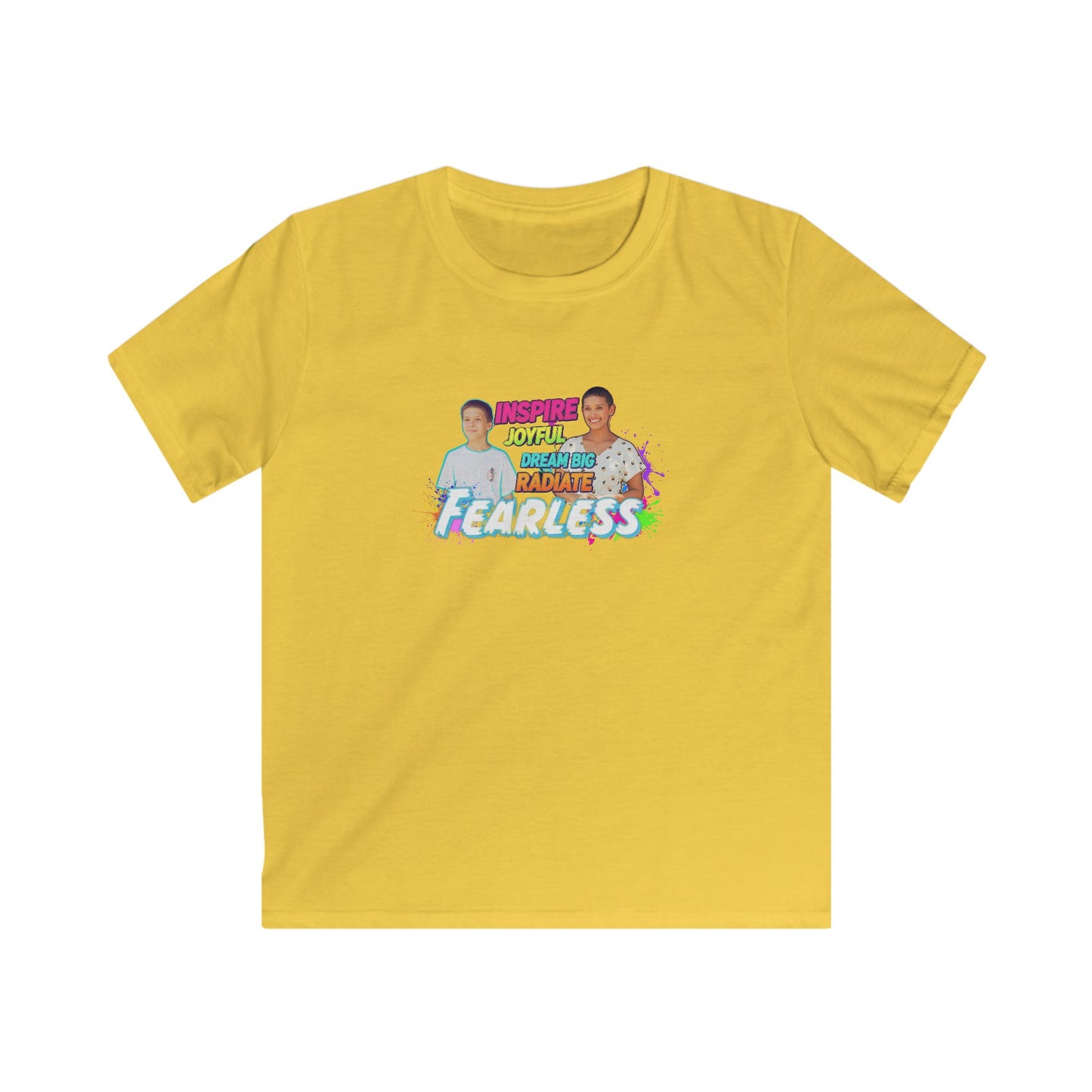 Kids Inspirational Tee, Fun Summer Shirt, Fearless & Joyful Kids T-Shirt, Gift for Youth, Birthday Party Outfit