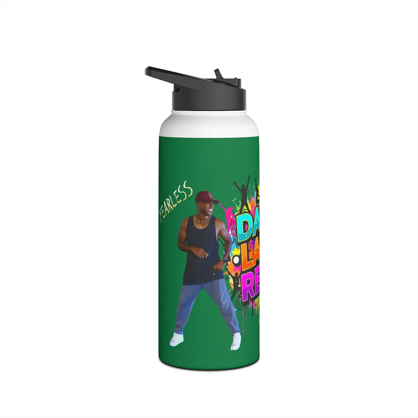 Colorful Motivational Stainless Steel Water Bottle - Dance, Laugh, Repeat, Fearless, Eco-Friendly, Fitness, Gym, Unique Gift Featuring Ekandem