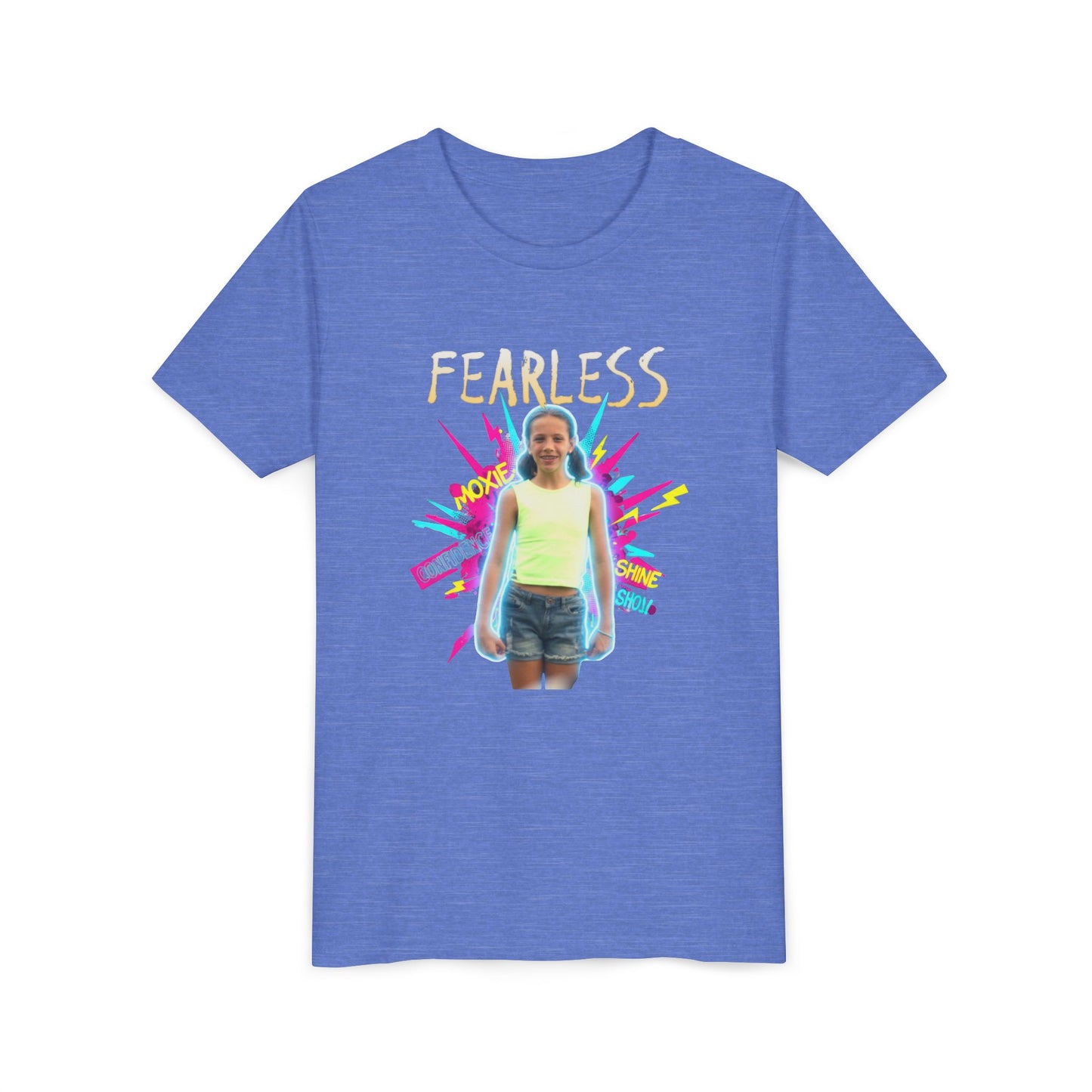 Fearless Youth Short Sleeve Tee, Kids Confidence Shirt, Empowerment Tee, Colorful Graphic T-Shirt, Inspirational Gift for Girls
