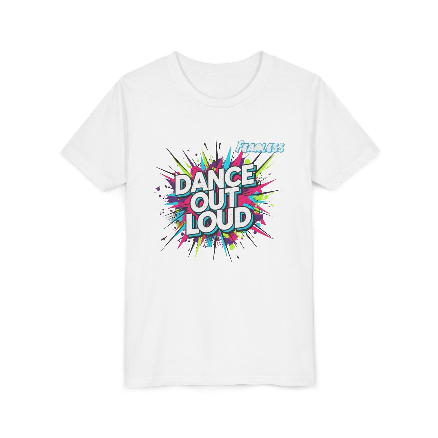 Colorful Dance Out Loud Youth Tee - Fun Short Sleeve T-Shirt, Dancewear, Kids Apparel, Gift for Dancers, Birthday Present