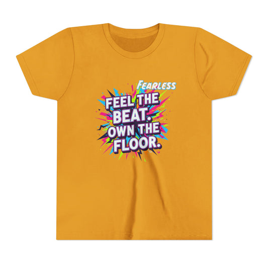 Youth Fitness Tee: Feel the Beat, Own the Floor, Dance Shirt, Activewear, Workout Shirt, Gift for Dancers, Inspiring Apparel