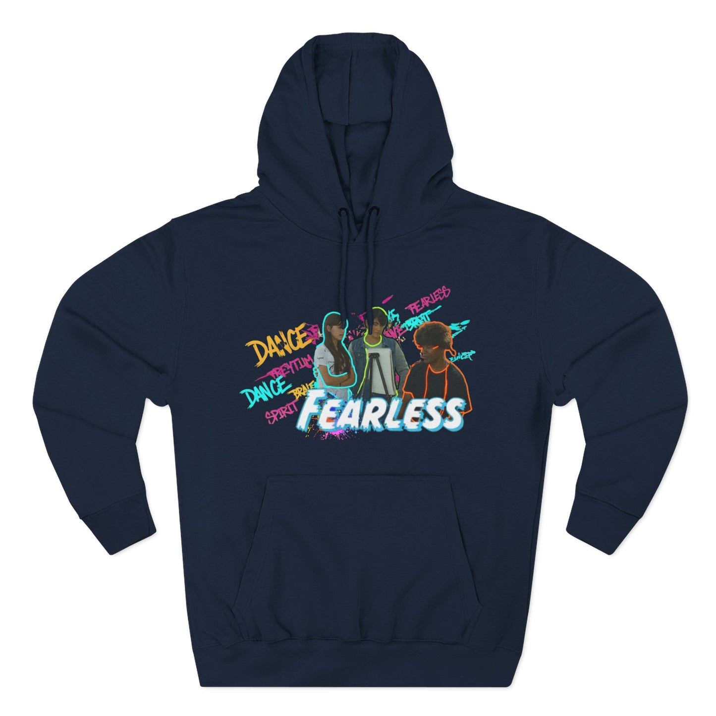 Fearless Three-Panel Fleece Hoodie, Dance Apparel, Motivational Gift, Streetwear, Comfort Wear, Unisex Fashion